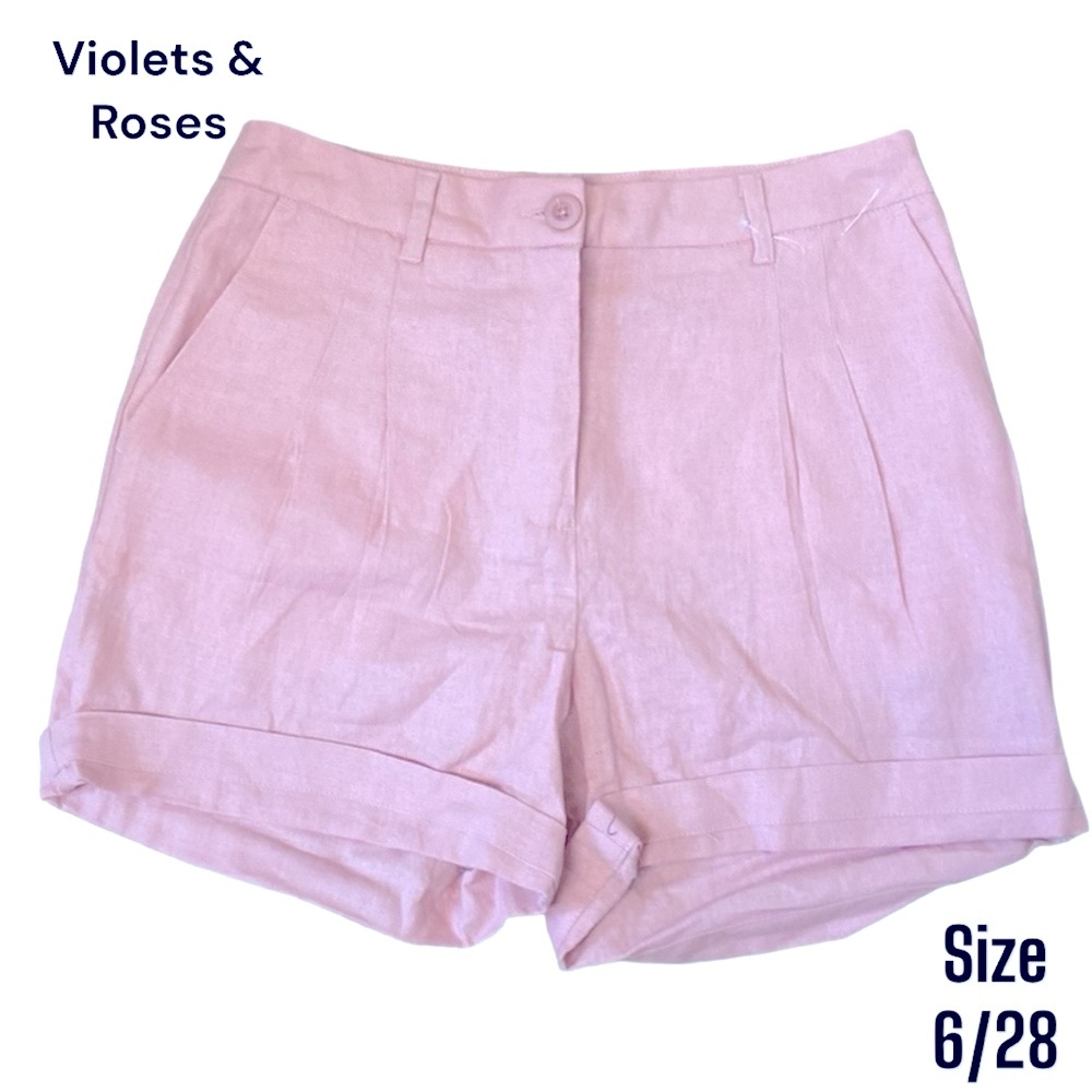 NWT Violets & Roses Stitch Fix Linen Shorts Rose Pink Color Size 6/28